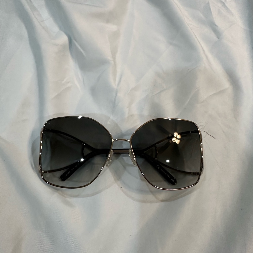 Chloe Black and Silver Oversized Sunglasses